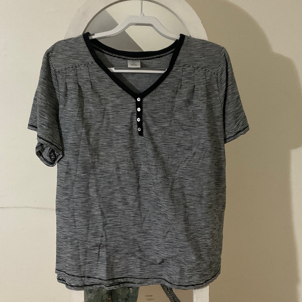 Croft & Barrow Black and White Striped Short Sleeve Tee